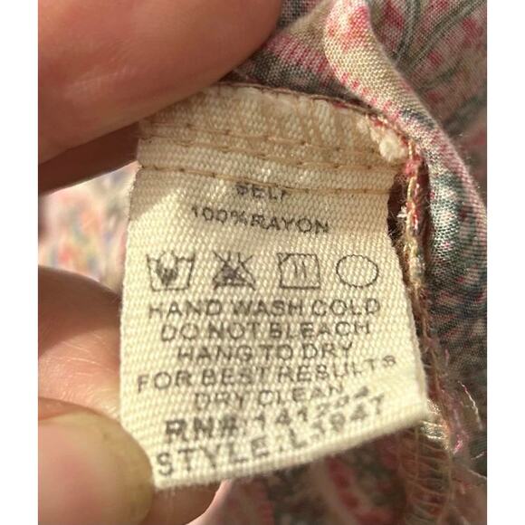 HEM & THREAD Red Pheasant Drawstring Blouse Top Womens L - Picture 5 of 5